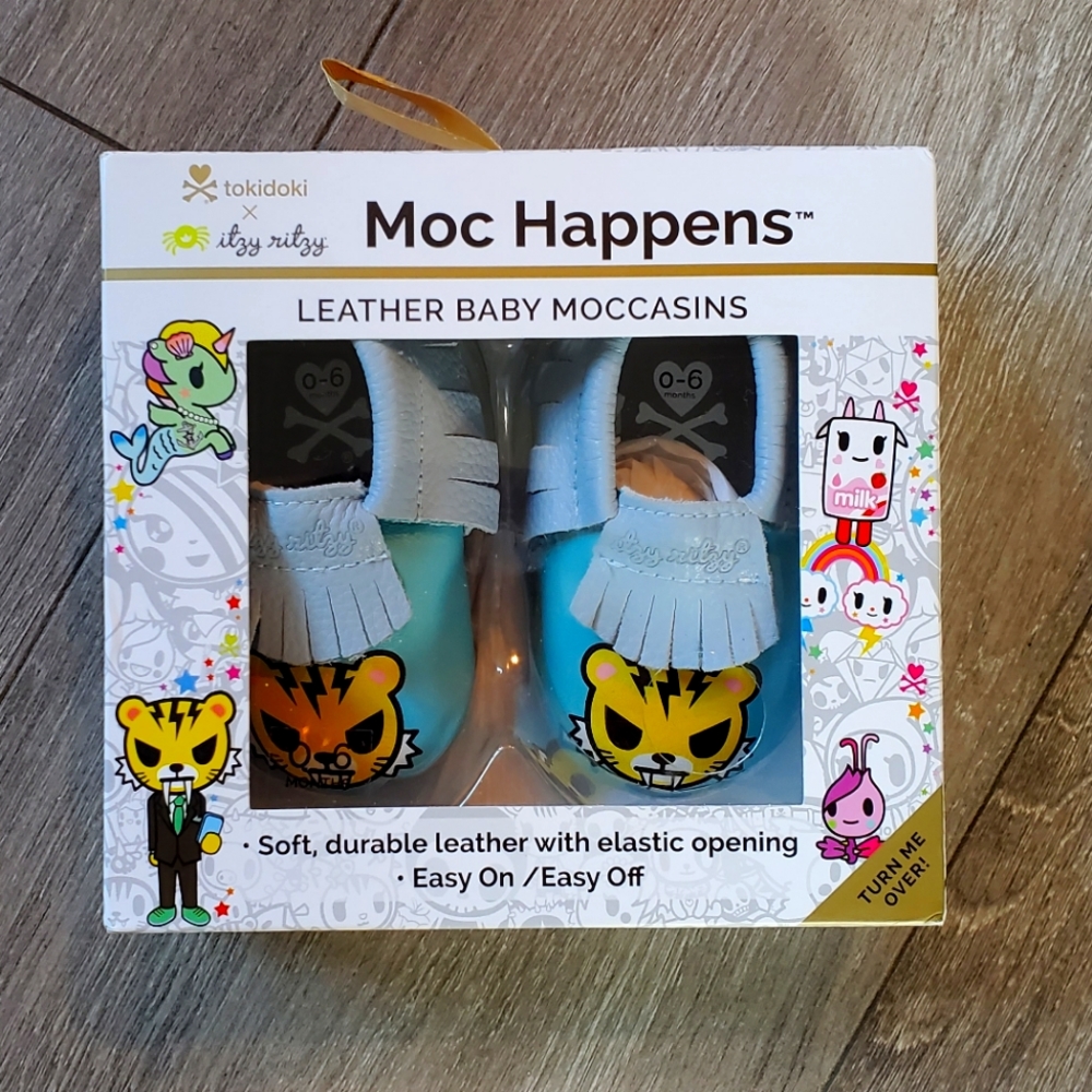 Itzy Ritzy Moc Happens Leather Baby Moccasins, 0-6 Months